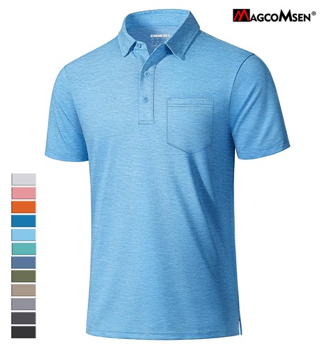 Men's Short Sleeve Golf Polo Shirts 3-Button Quick Dry Athletic Casual T-Shirts - Picture 1 of 123