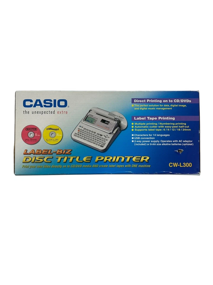 Casio CW-L300 Label Biz Disc Title Printer & Label Maker CD/DVD 2 N 1 Direct - Image 2 of 3