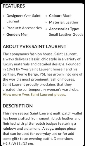 Saint Laurent Vaccarello East West Fragments Patchs Bifold Leather Wallet YSL - Picture 7 of 9