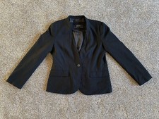 Zara Basic Black Blazer Single Button Collarless Women's Size 12