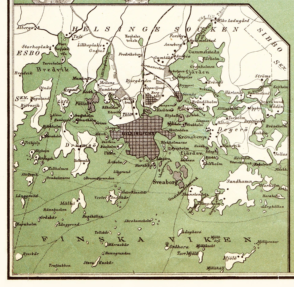 Helsinki, Helsingfors old city map from 1898 (F. Liewendal) Vintage Print Poster - Image 4 of 4