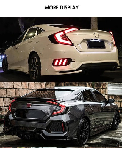 Pair LED Tail Lights for Honda Civic Sedan 2016-2021 Rear Lamps Sequential Smoke - Picture 8 of 19