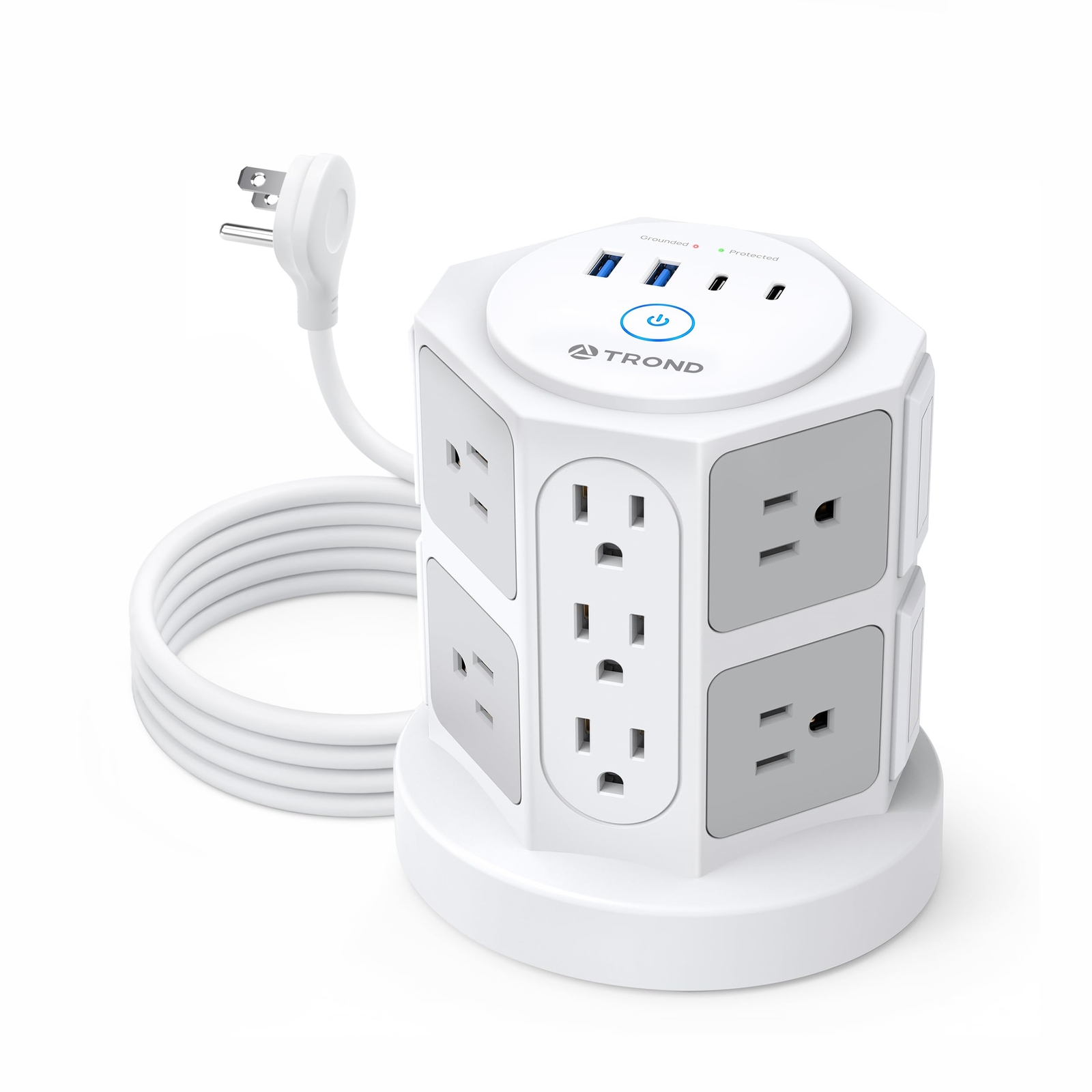 Tower Surge Protector Power Strip with 14 Widely Spaced Outlets, 4 USB Ports(...