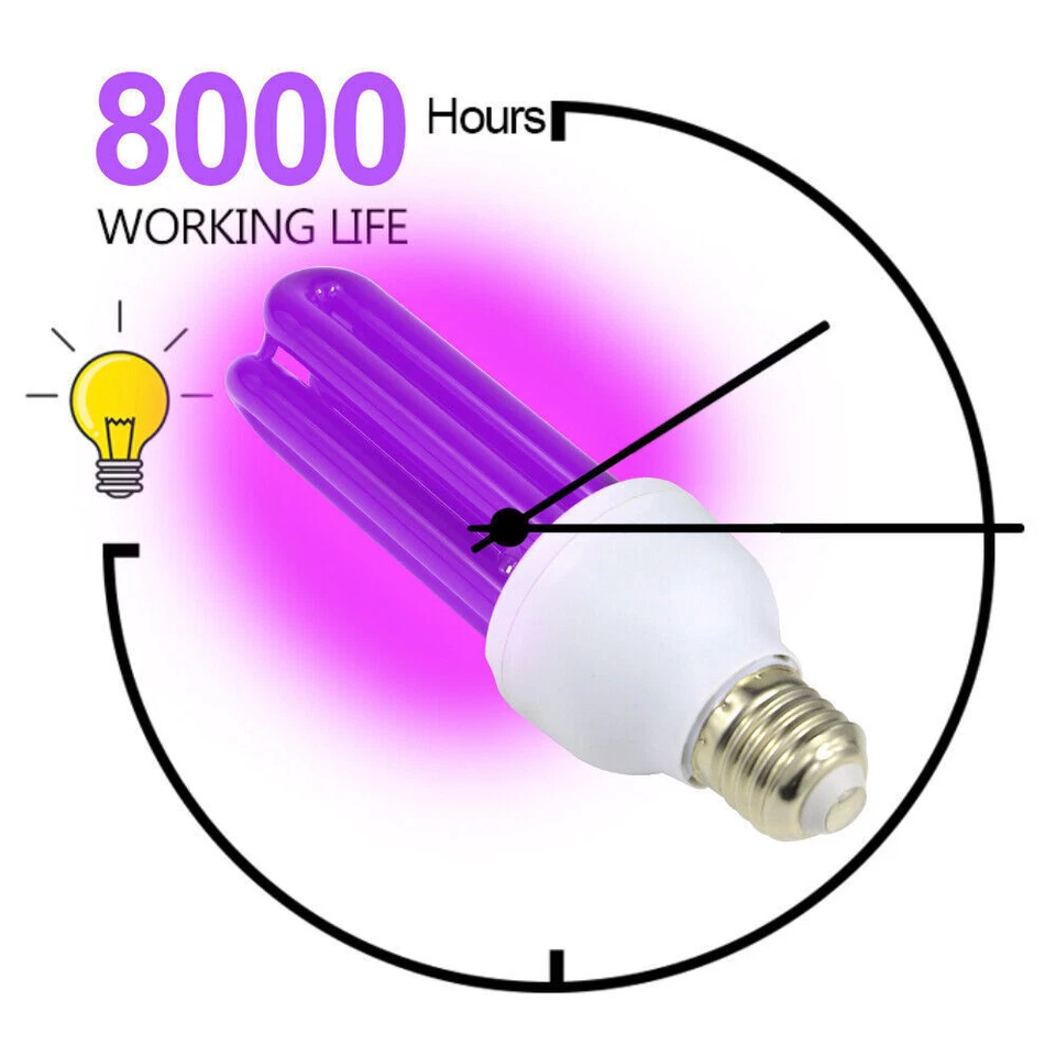 40W E27 220V Blacklight Low Energy 365nm UV Light Bulb Screw Ultraviolet Lamp US - Image 2 of 4