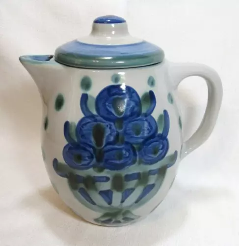 M A Hadley Stoneware USA Vintage Hand Painted BOUQUET 7 Cup Coffee Pot GC