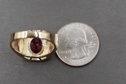 14K Solid Yellow Gold Ruby With CZ Shine Cut Light Band Men Women Ring. Size 10 - Picture 7 of 7