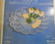 Vintage Indiana Glass Clear Deviled Egg Plate Tray Beaded Hobnail Pattern 