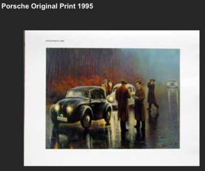 Porsche Original 1995 VW Street Scene. Art: Andre Sokolov. Rare Car Poster