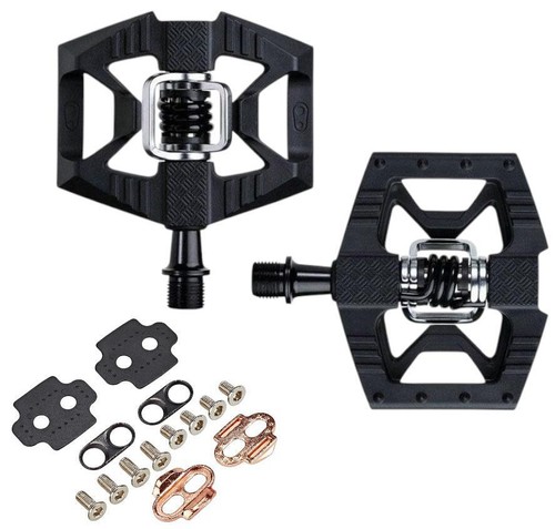 PEDALI CRANK BROTHERS DOUBLE SHOT 1 + TACCHETTE IBRIDO FLAT SGANCIO RAPIDO NERO - Foto 2 di 8