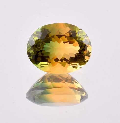 Flawless Natural 12 x 10 Bi-Color Yellow-Green Tourmaline GIT Certified Gemstone - Picture 4 of 6