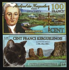 Kerguelen 100 FRANCS New 2010 Polymer 00000 SPECIMEN UNC Cat Commemorative NOTE