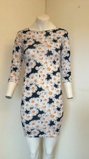 Fab Black White & Yellow Daisy Print 3/4 Sleeve Dress by Boohoo~ Size 8 ~ Great!