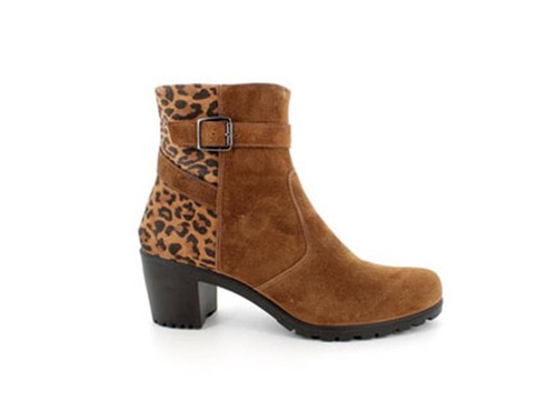ENVAL SOFT 2754433 Botín Tacón De Piel Color Cognac Animal Print