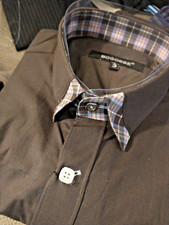 NWT Bogosse men's size 3 Medium Long sleeve button down Shirt Solid Cross Checks