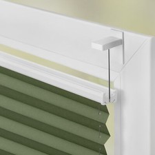 Plissee Klebfix, ohne Bohren, verspannt, blickdicht, Hitzeschutz - Oliv