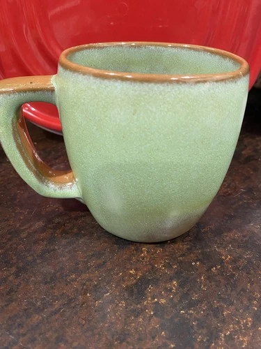 1 Vintage Frankoma Pottery Coffee Mug Cup Prairie Green 5C Plainsman