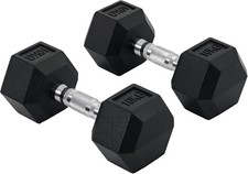 Image of HOMCOM 2x4kg/2x5kg/2x6kg/2x8kg/2x10kg Rubber Dumbbell Sports Hex 2 x 10kg