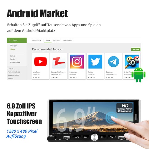 DAB+ Autoradio 1 DIN Mit Bildschirm Android 14 4+64G Carplay Navi Bluetooth WIFI - Bild 5 von 13