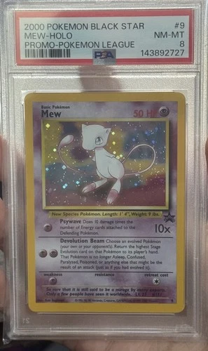 PSA 8 2000 Pokemon Black Star Mew Holo Promo #9 Pokemon League Slab
