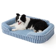 Orthopedic EggCrate Foam Large Dog Bed with High Sides, Waterproof, Blue