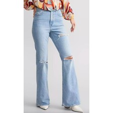 Levi's 70s High Flare Women's Jeans Size 32 Light Wash Distressed Denim