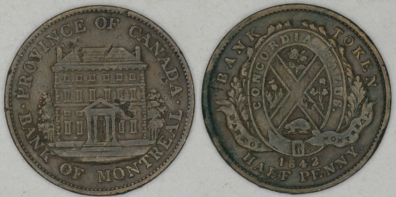 Canada 1842 Bank of Montreal Half Penny Token