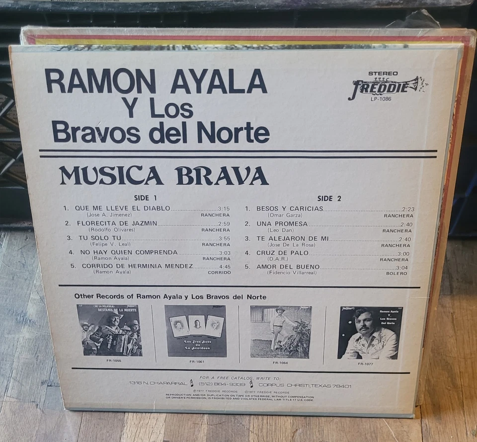 Ramon Ayala Y Los Bravos Del Norte- Musica Brava Lp Vinyl Record(rare) Foto 2 de 4
