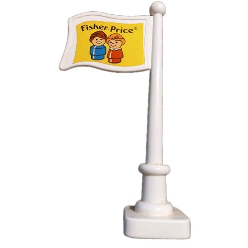 1988 Fisher Price Little People Schoolhouse Flagpole W Flag In Great Condition - Picture 2 of 2