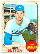 1968 Topps Baseball #103 Don Sutton Los Angeles Dodgers