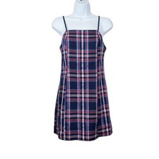 Urban Outfitters Womens Sleeveless Blue Red Plaid Print Mini Dress Size XS