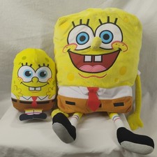 Nickelodeon 2pc SpongeBob 24"  9.5" Plush Stuffed Toy Lot Clean