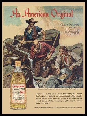 1948 Seagram's Gin California Gold Rush, Mining Theme NEW METAL SIGN: 9x12''