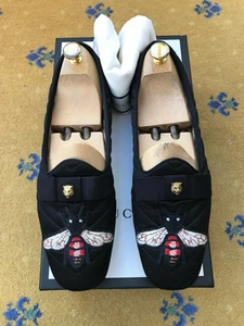 Mocassins Gucci chaussures mocassins mocassins noirs matelassés brodés abeilles UK 8 US 9 42