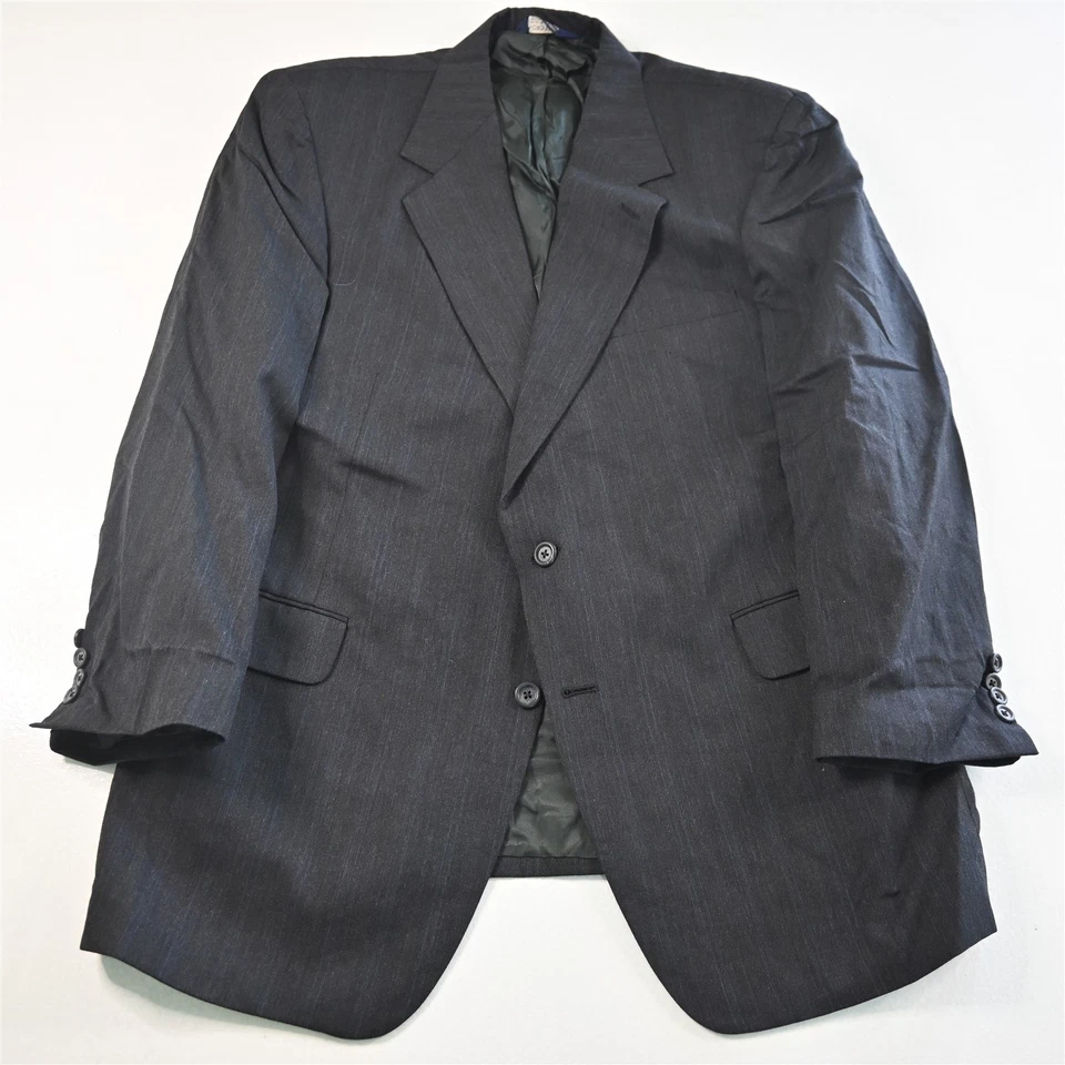 De Colección Hecho en EE. UU. Nordstrom 46L 40x32 Gris Rayas 100% Lana Hombres Chaqueta Pantalones Traje Foto 2 de 4