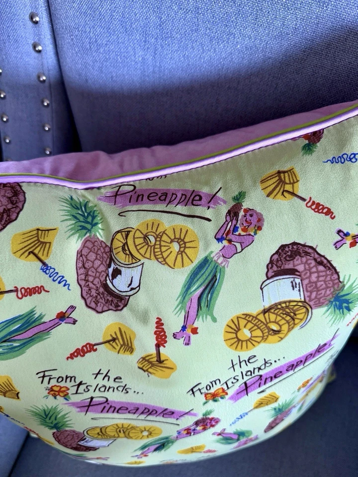 Funda de almohada de tela de corteza de recuerdo de Hula y piñas Hawaii de 1940 tela vintage Foto 4 de 4