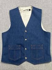 True Vintage Panatela Levis Vest Size Large Lined Dark Blue Denim Western 70s