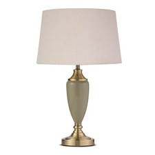 Lighting Supermarket Bailey Sage Green/Antique Brass Table Lamp with Shade E27