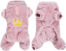 Plush Dog Pajamas Cute Warm Puppy Crown Kitten Small, Pink