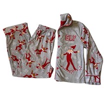 Kids Elf on the Shelf Christmas Pajama Set Gray Red Size 8 Pant Set 2 Piece