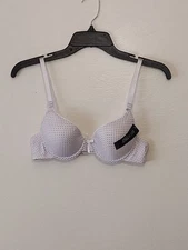 Mamia Lingerie White w/ Black Polka Dots Bra Women's Size 32B Adjustable Strap