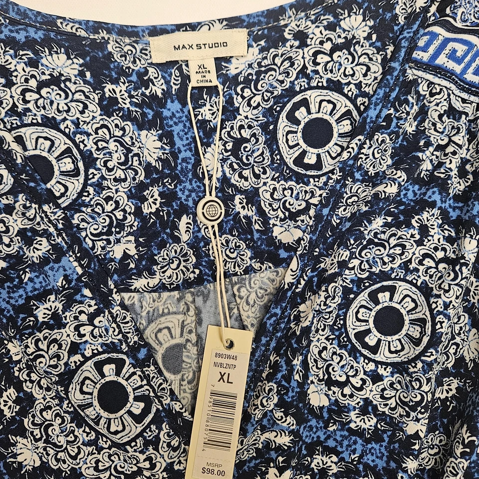 Mameluco Max Studio Talla XL NUEVO CON ETIQUETAS Originalmente $98 Estampado Azul Foto 2 de 4