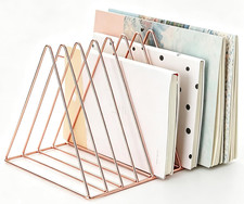 9 Slot Metal Record Holder Storage, Rose Gold Magazine Holder, Book Album Disp