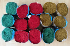 Vintage 15 Packs Spinnerin 100 Wool Rug Yarn Green Gold Red Pre-Cut Latch Hook