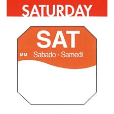 Daymark Saturday Labels White/Orange Tri-Lingual Rotation Day of The Week Labels
