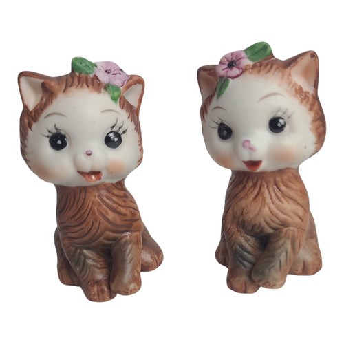 Vintage Anthropomorphic Kitten Cat 50s Kitschy Salt & Pepper Shakers Korea MCM