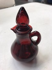 Vintage AVON Ruby Red Strawberry Bath Foam Glass Pitcher Perfume Bottle EMPTY