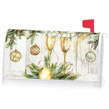  Christmas Ornament Champagne New Year Decoration Mailbox Cover with Magnetic 