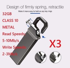 USB 3.0 Flash Drive 32GB CLASS 10 Memory Stick Lot OF 3 - NEW IN BULK PACKAGING