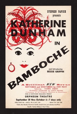 Katherine Dunham ''BAMBOCHE'' Bessie Griffin / Dance Revue 1962 Rare Seattle Flyer