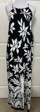 NWT Vince Camuto size XS black white floral sleeveless A-line maxi dress